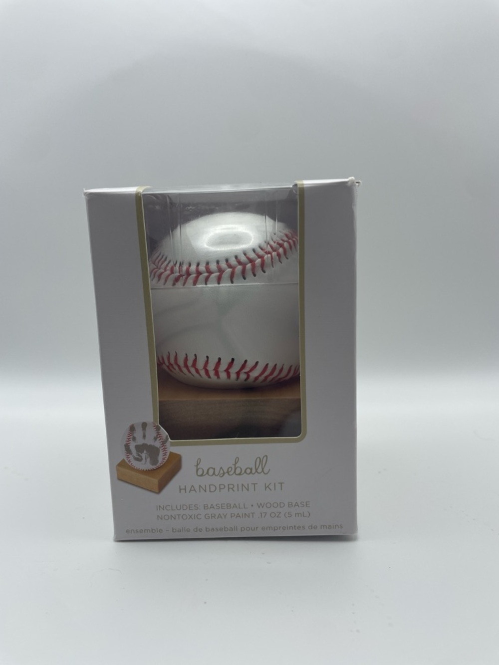 Hallmark baby keepsake White Baseball with Red Stitching Handprint Kit